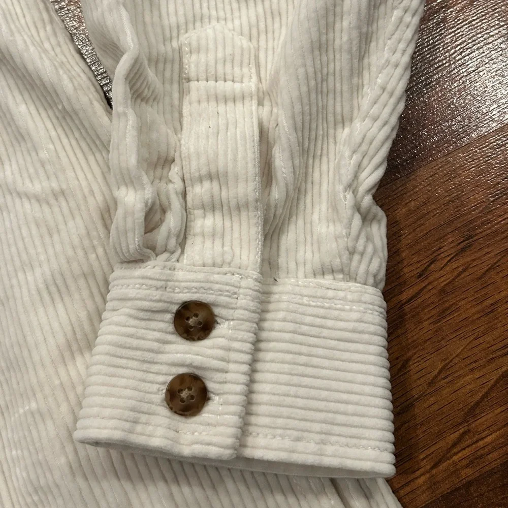 Madewell Womens Corduroy Mini Shirtdress Pockets Lighthouse Ivory Size Small
